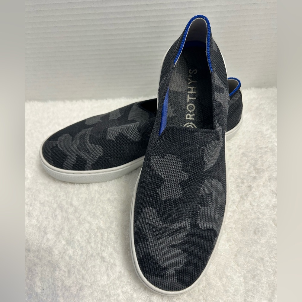 Rothy's Womens The Original Slip On In Grey/Black Camo Size 8